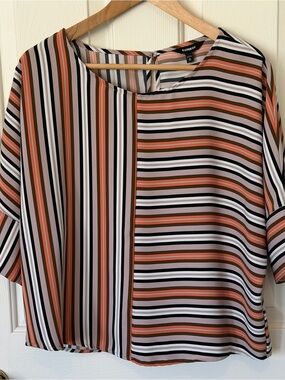 Express Striped Tunic Top in Rust, Black & White